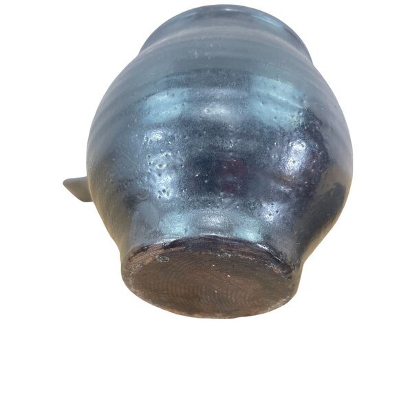 Japanese Antique Black Pottery Clay Teapot With Lid and Dual Spouts - Picture 6 of 6